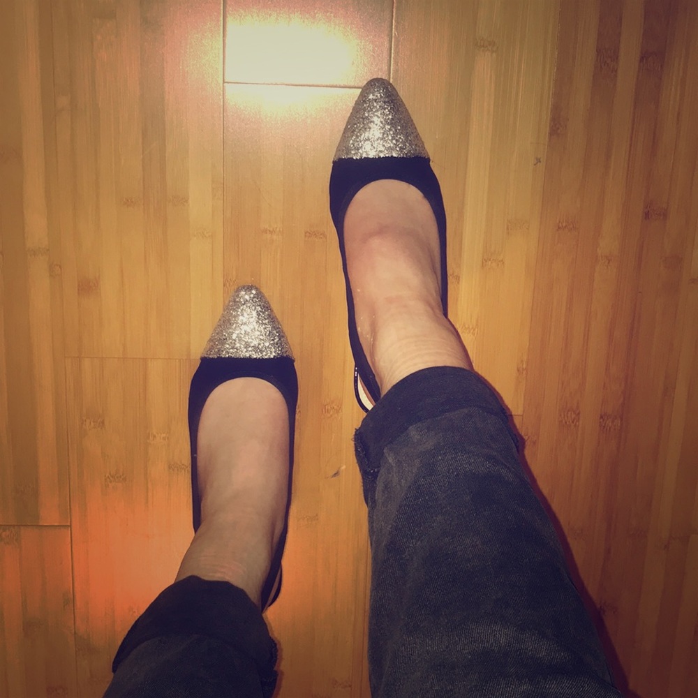 Sparkly 2” black heels Impo Stretch Vanessa